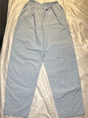 Saint Germain Petite Women’s Vintage Textured Casual Pants, Light Blue, Medium